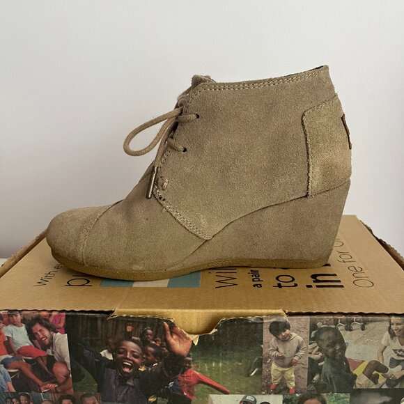 Toms Desert Wedge Taupe Suede Size 5.5 - Picture 3 of 7